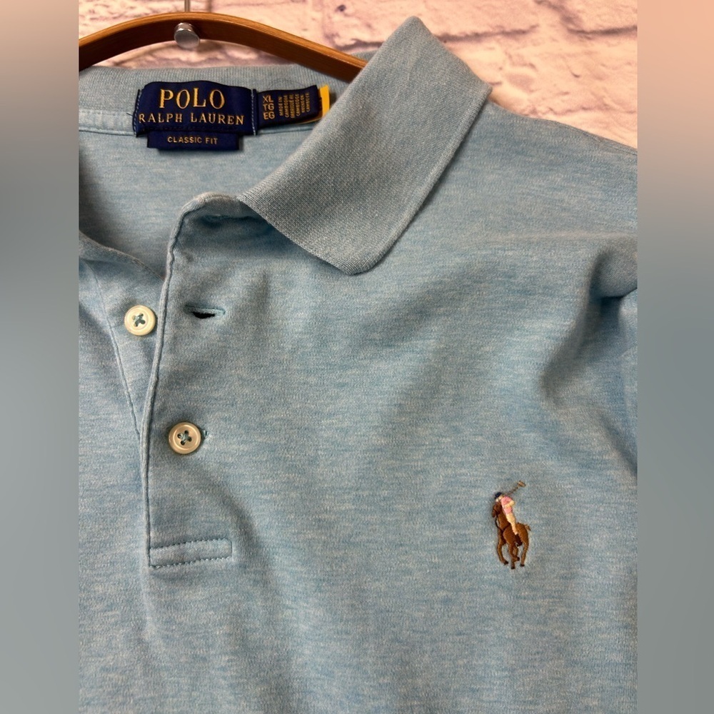 Polo by Ralph Lauren Men's Blue Polo Shirt. Size XL. - Picture 4 of 7